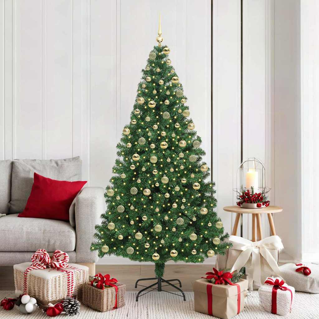 Kunstig juletre med 300 LED grønn 180 cm PVC og Stål og Plast