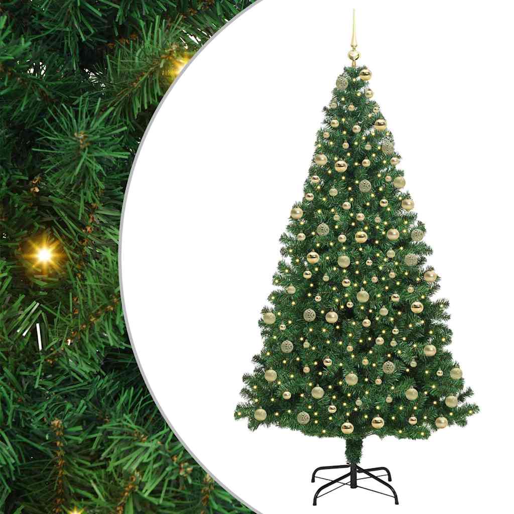 Kunstig juletre med 300 LED grønn 180 cm PVC og Stål og Plast