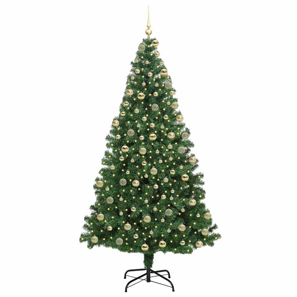 Kunstig juletre med 300 LED grønn 180 cm PVC og Stål og Plast