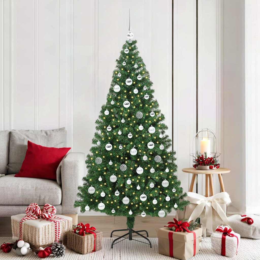 Kunstig juletre med 300 LED grønn 180 cm PVC og Stål og Plast