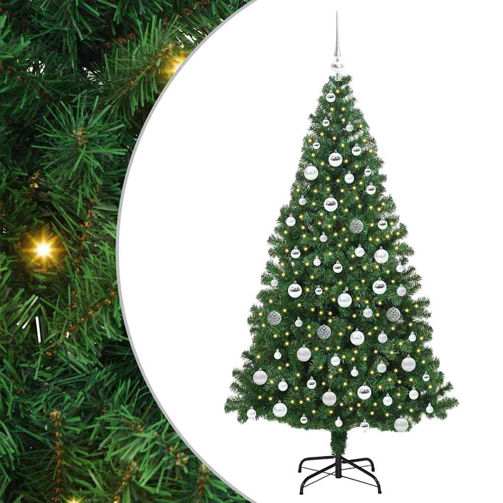 Kunstig juletre med 300 LED grønn 180 cm PVC og Stål og Plast
