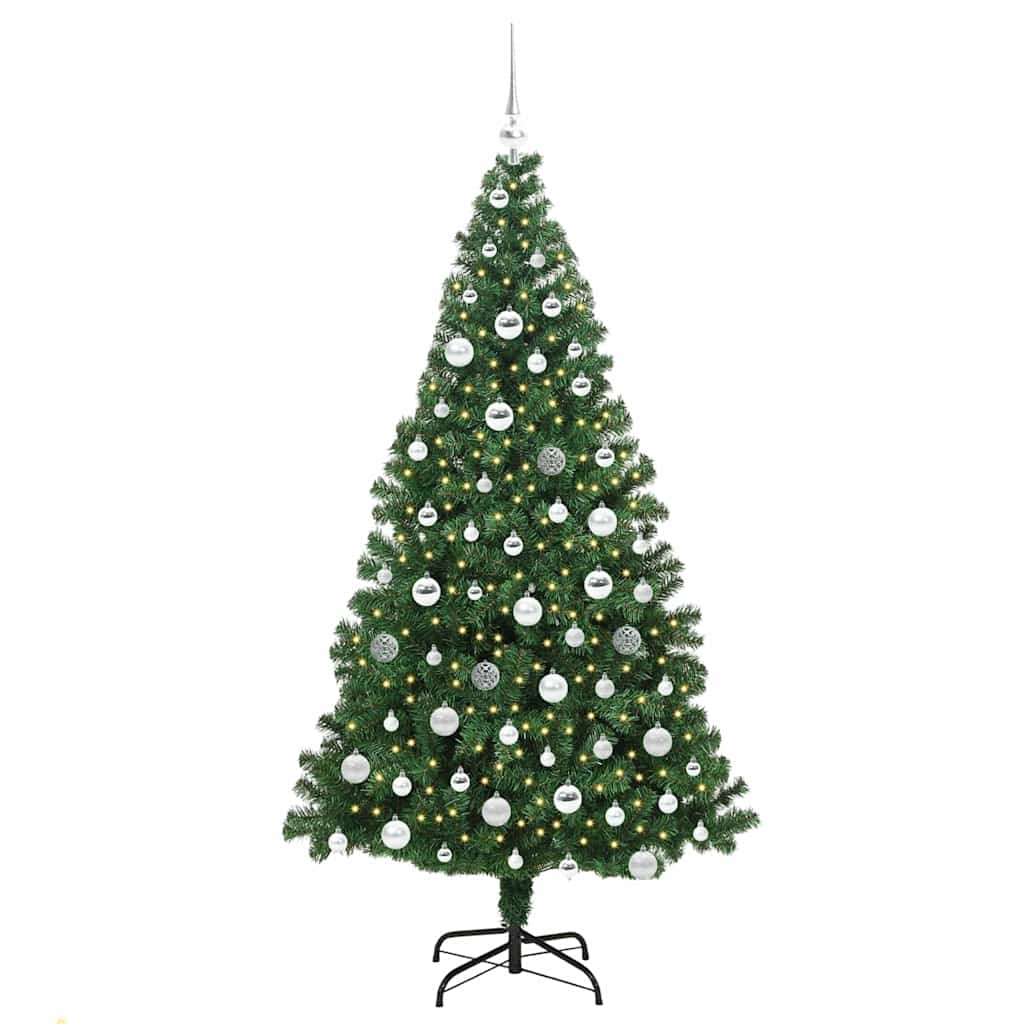 Kunstig juletre med 300 LED grønn 180 cm PVC og Stål og Plast