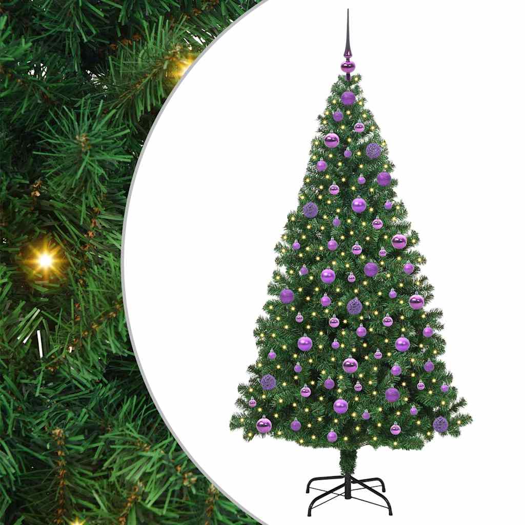 Kunstig juletre med 300 LED grønn 180 cm PVC og Stål og Plast