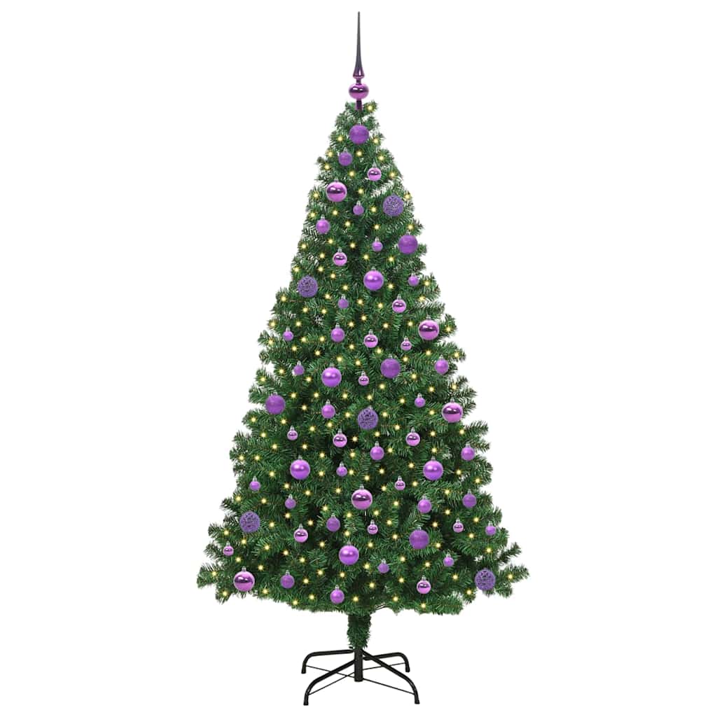 Kunstig juletre med 300 LED grønn 180 cm PVC og Stål og Plast