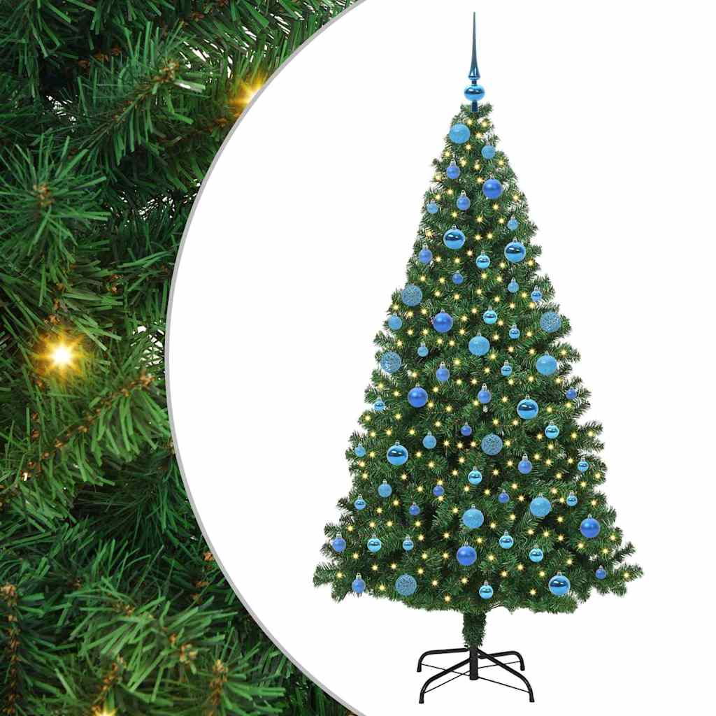 Kunstig juletre med 300 LED grønn 180 cm PVC og Stål og Plast