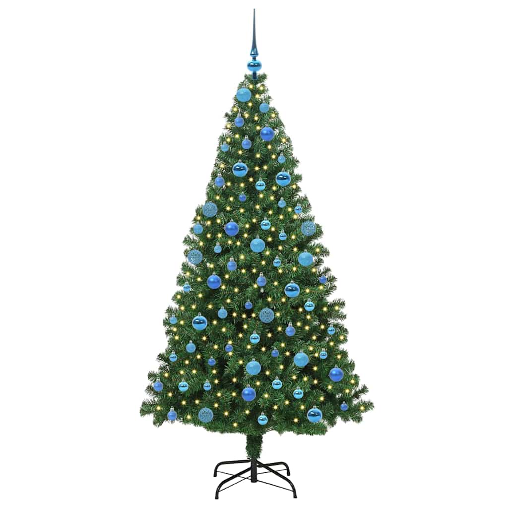 Kunstig juletre med 300 LED grønn 180 cm PVC og Stål og Plast