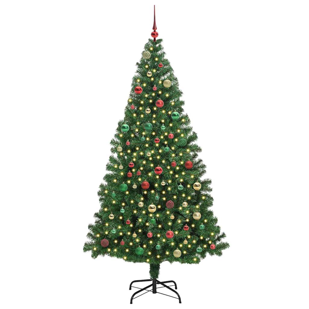 Kunstig juletre med 300 LED grønn 180 cm PVC og Stål og Plast