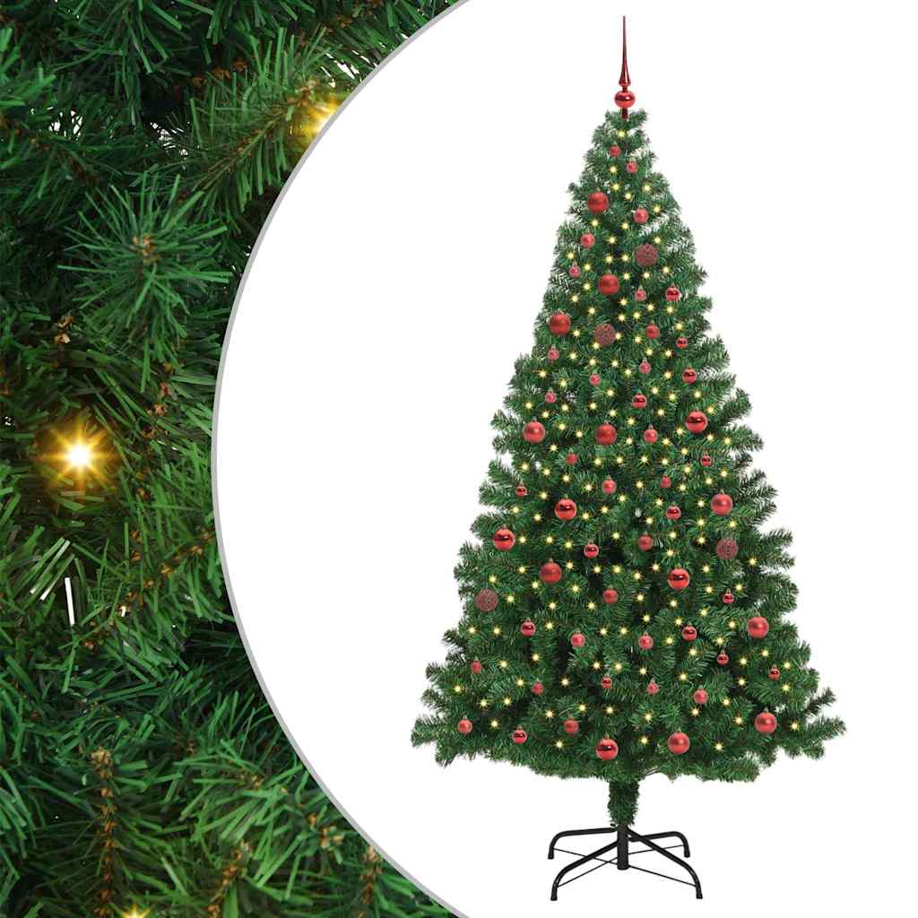 Kunstig juletre med 300 LED grønn 210 cm PVC og Stål og Plast