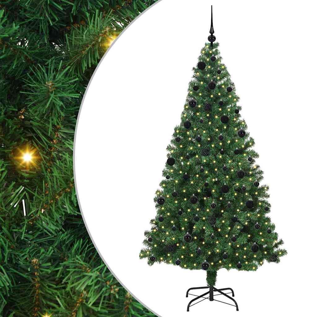 Kunstig juletre med 300 LED grønn 210 cm PVC og Stål og Plast