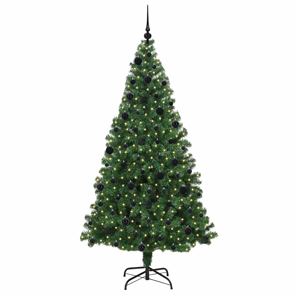 Kunstig juletre med 300 LED grønn 210 cm PVC og Stål og Plast