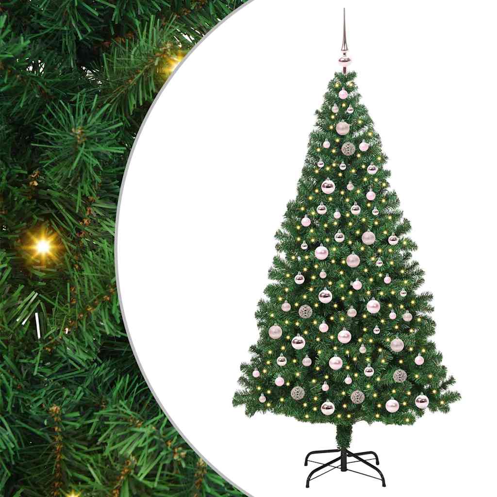 Kunstig juletre med 300 LED grønn 210 cm PVC og Stål og Plast