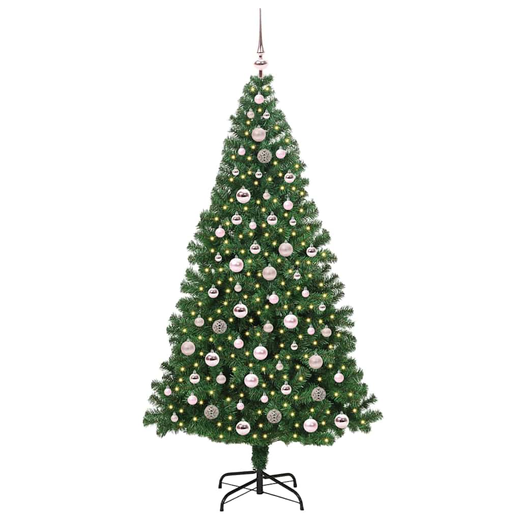 Kunstig juletre med 300 LED grønn 210 cm PVC og Stål og Plast