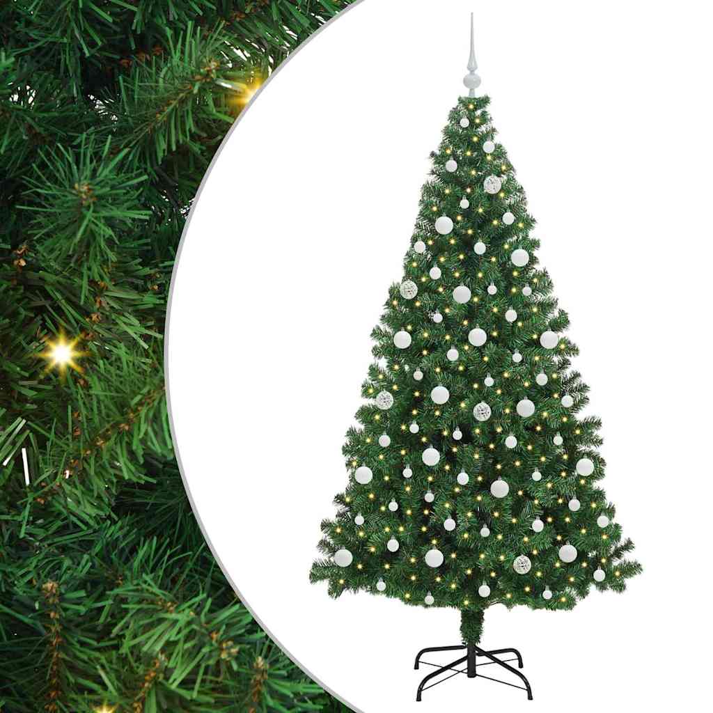 Kunstig juletre med 300 LED grønn 210 cm PVC og Stål og Plast