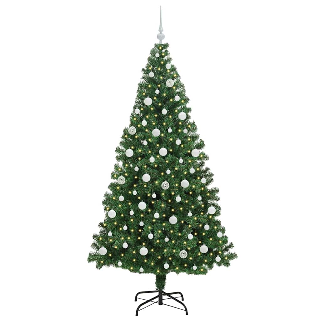 Kunstig juletre med 300 LED grønn 210 cm PVC og Stål og Plast