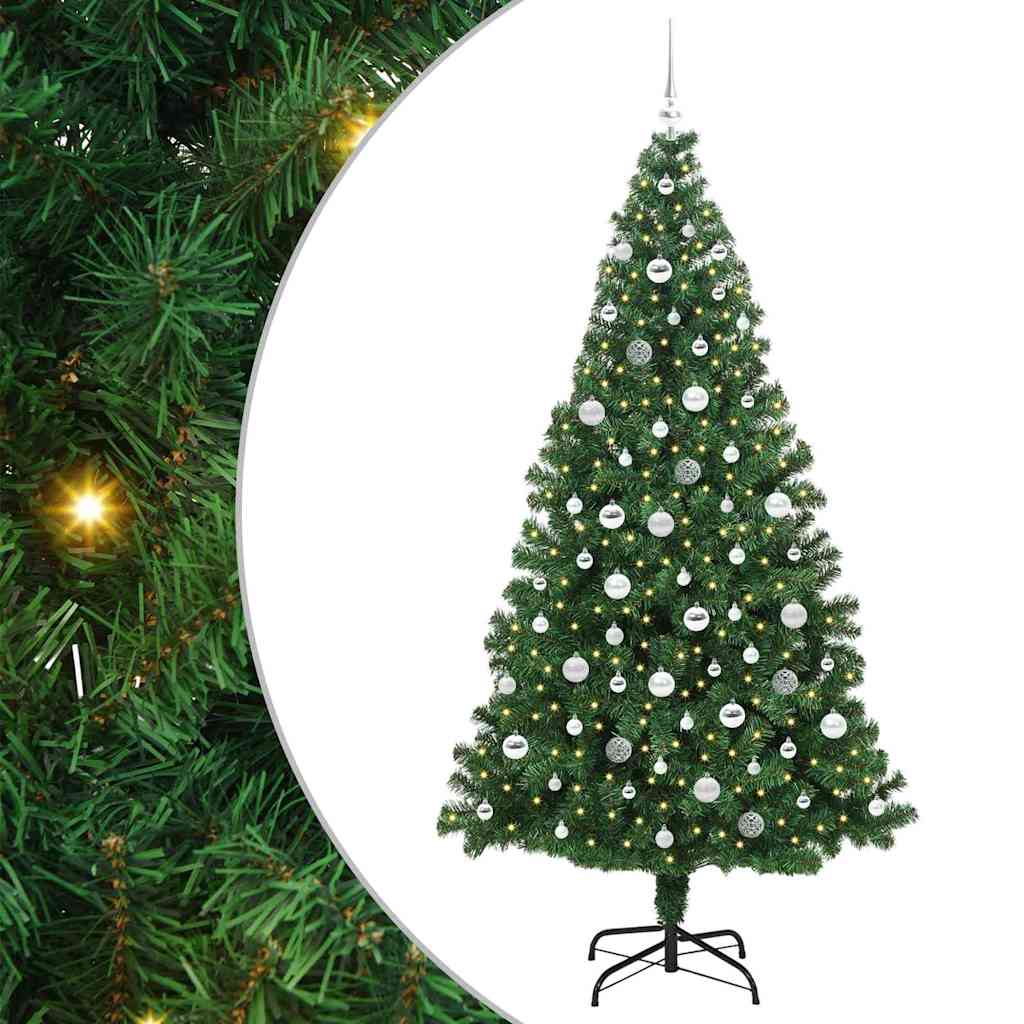 Kunstig juletre med 300 LED grønn 210 cm PVC og Stål og Plast