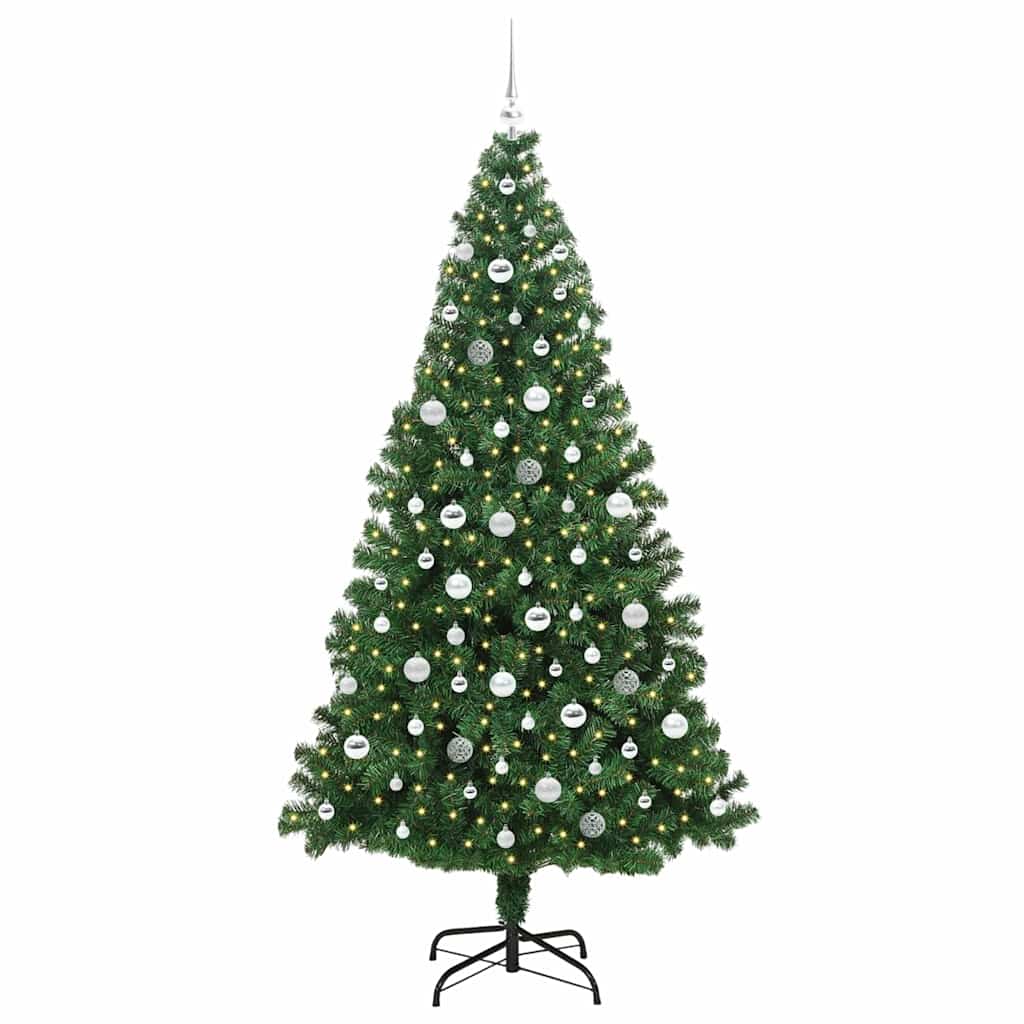 Kunstig juletre med 300 LED grønn 210 cm PVC og Stål og Plast