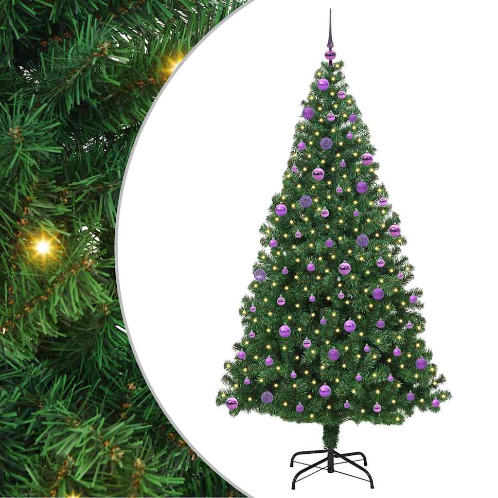 Kunstig juletre med 300 LED grønn 210 cm PVC og Stål og Plast