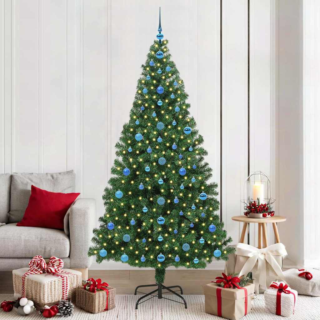 Kunstig juletre med 300 LED grønn 210 cm PVC og Stål og Plast