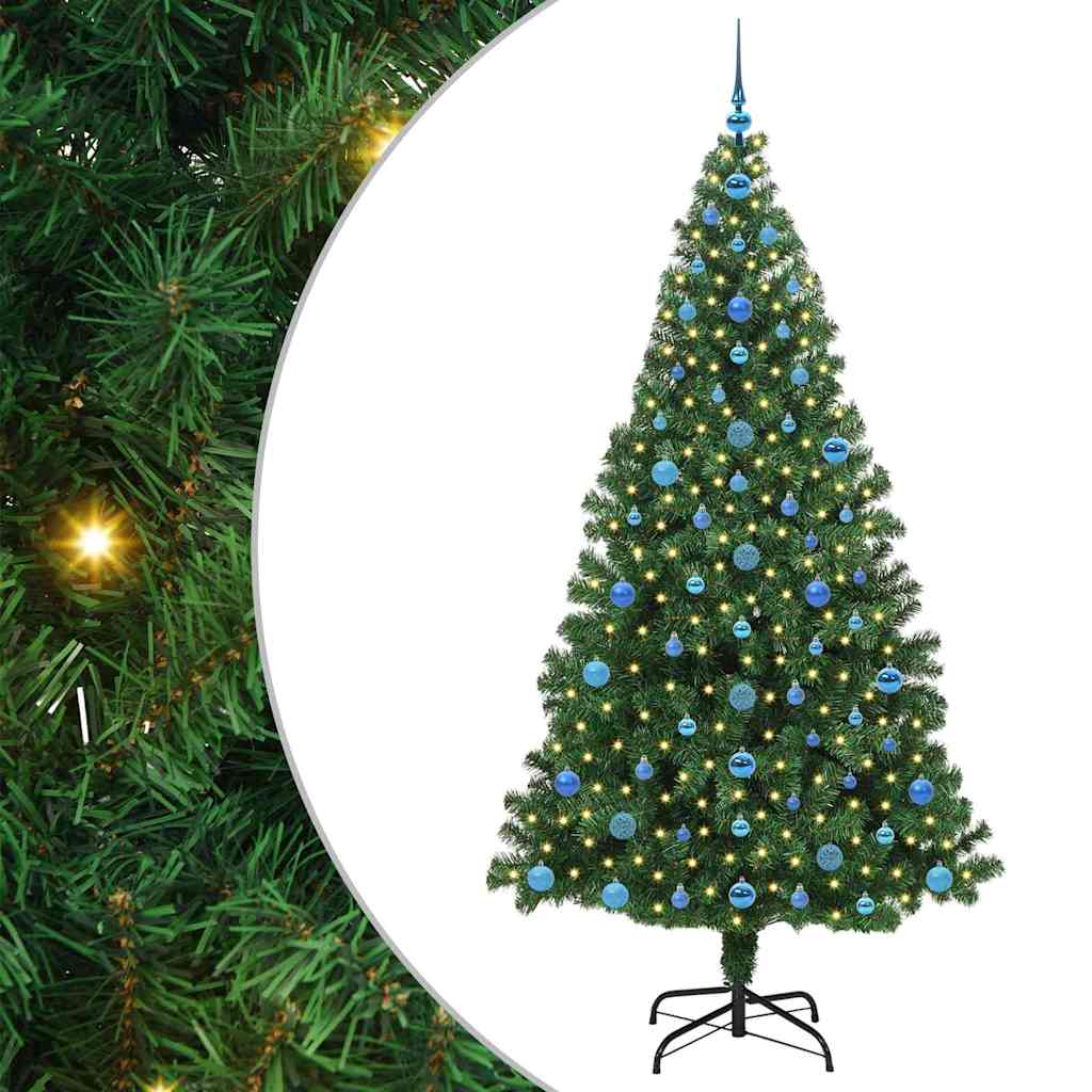 Kunstig juletre med 300 LED grønn 210 cm PVC og Stål og Plast
