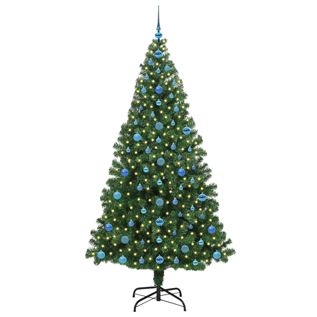 Kunstig juletre med 300 LED grønn 210 cm PVC og Stål og Plast