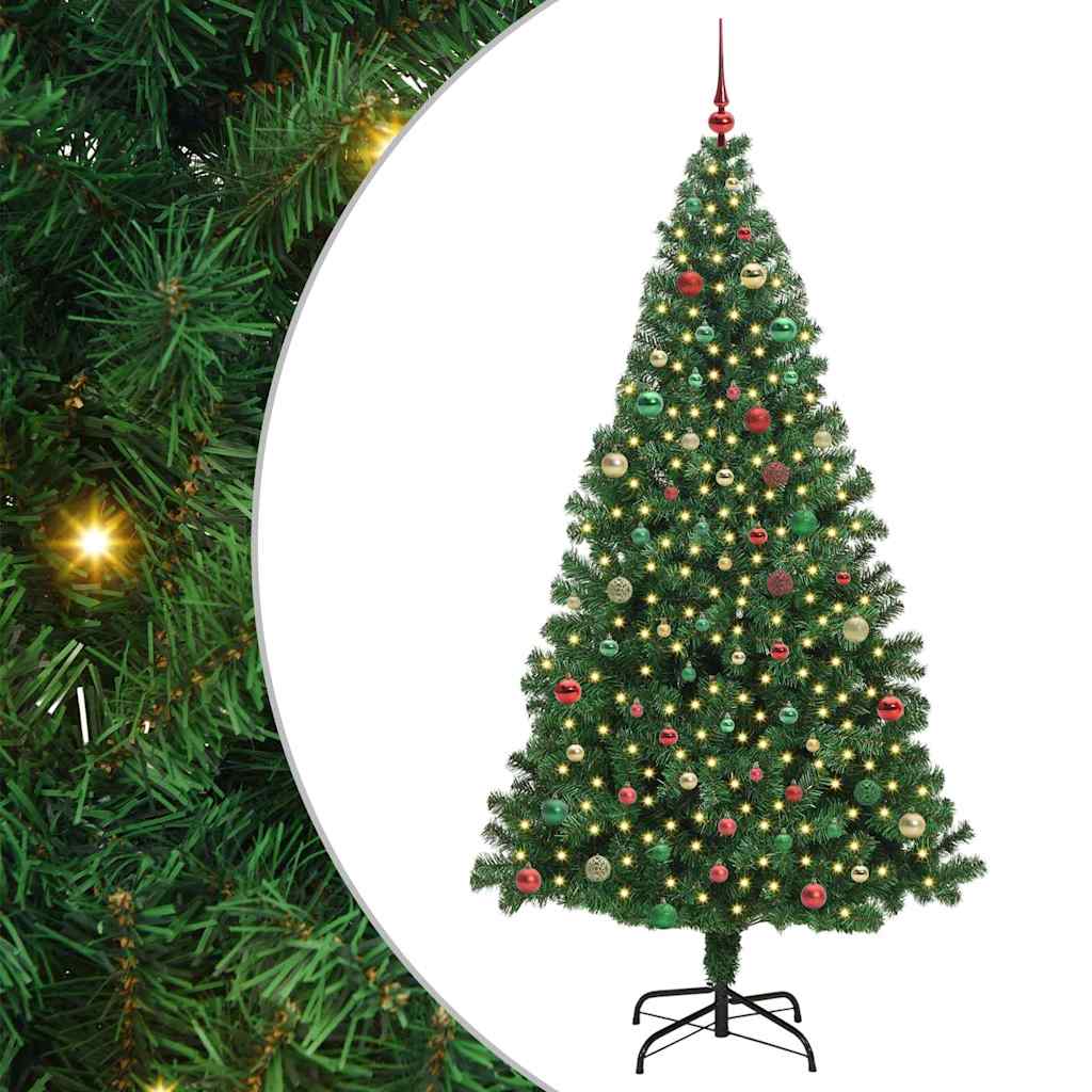 Kunstig juletre med 300 LED grønn 210 cm PVC og Stål og Plast