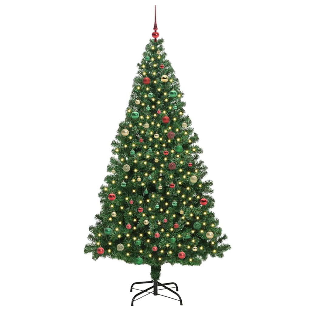 Kunstig juletre med 300 LED grønn 210 cm PVC og Stål og Plast