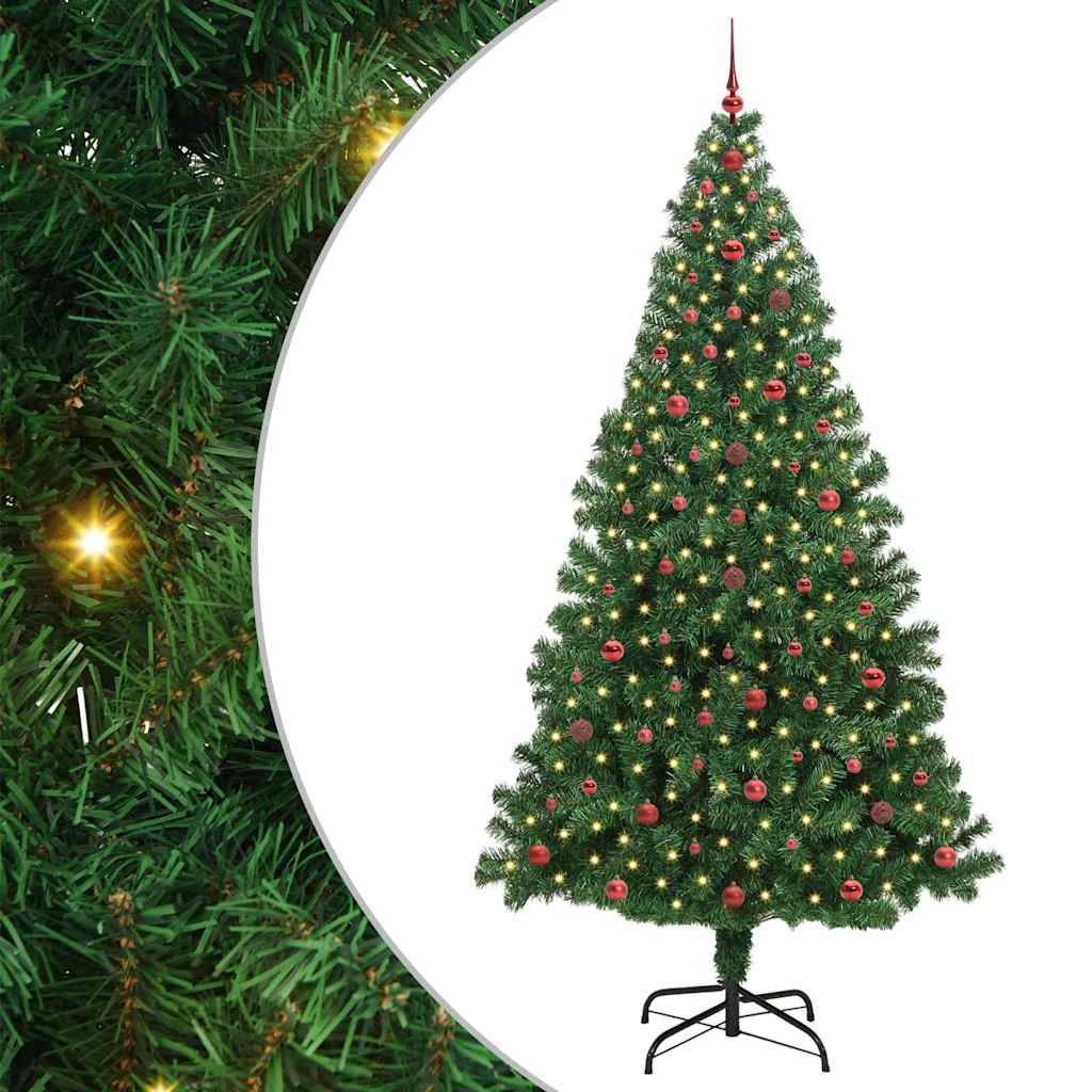 Kunstig juletre med 300 LED grønn 240 cm PVC og Stål og Plast