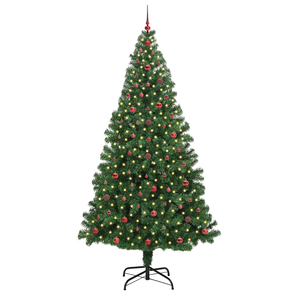Kunstig juletre med 300 LED grønn 240 cm PVC og Stål og Plast