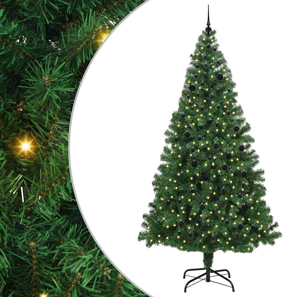 Kunstig juletre med 300 LED grønn 240 cm PVC og Stål og Plast
