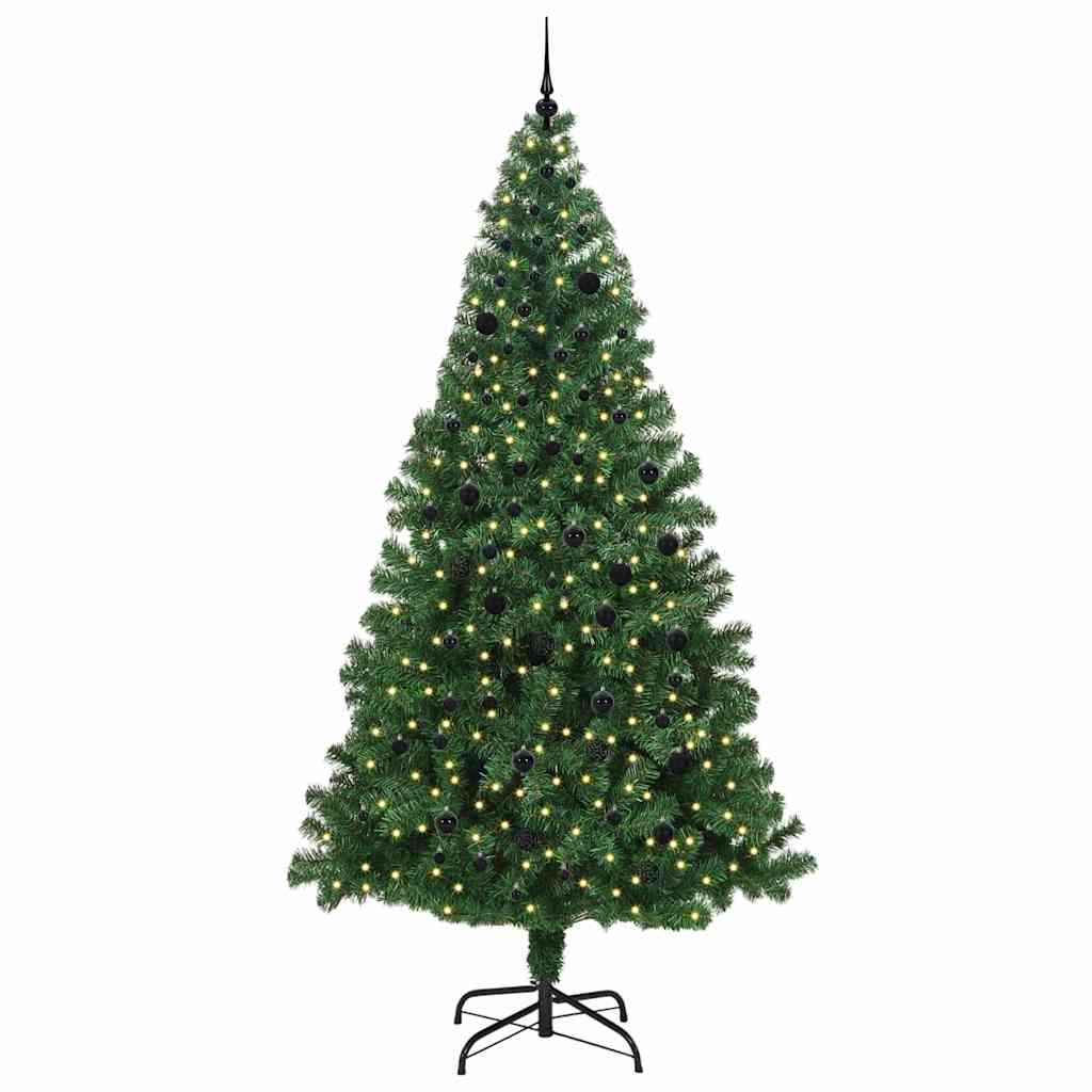 Kunstig juletre med 300 LED grønn 240 cm PVC og Stål og Plast