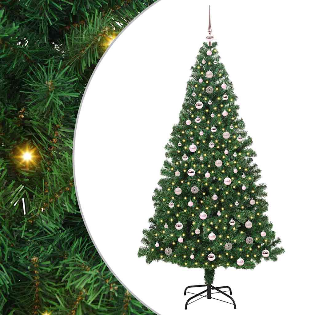Kunstig juletre med 300 LED grønn 240 cm PVC og Stål og Plast