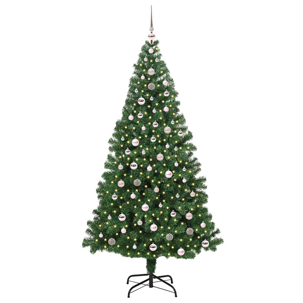 Kunstig juletre med 300 LED grønn 240 cm PVC og Stål og Plast