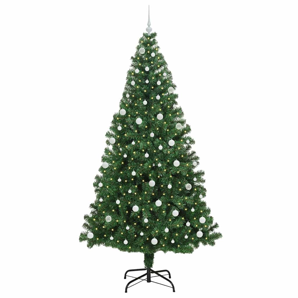 Kunstig juletre med 300 LED grønn 240 cm PVC og Stål og Plast