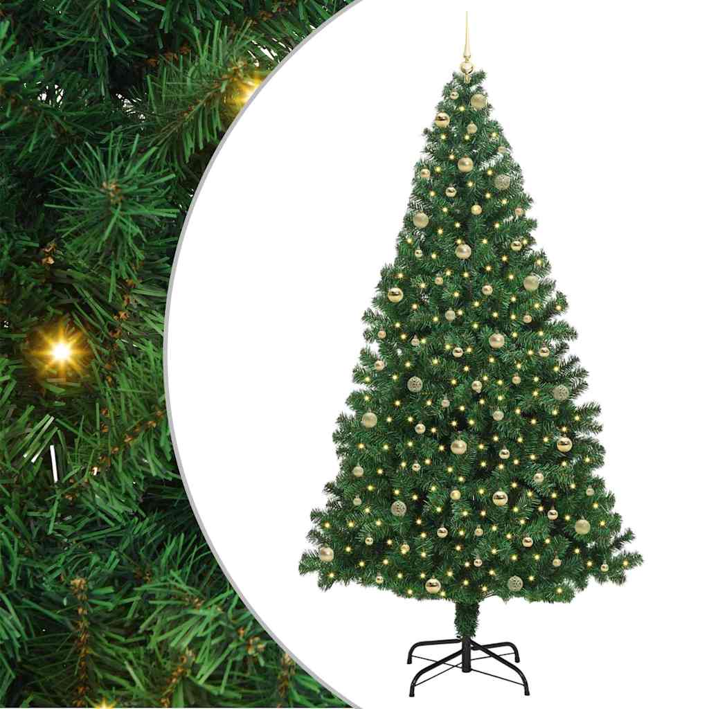 Kunstig juletre med 300 LED grønn 240 cm PVC og Stål og Plast