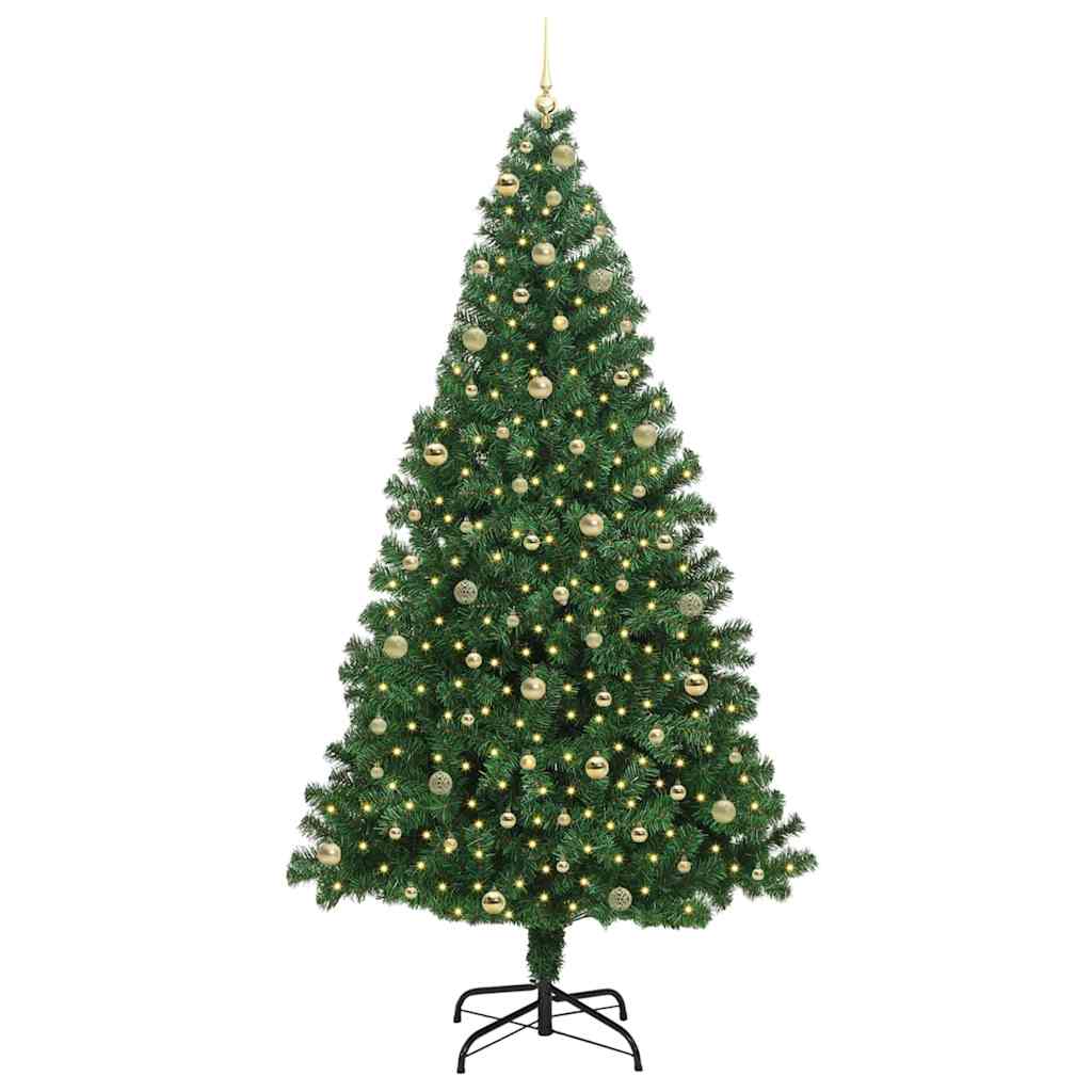 Kunstig juletre med 300 LED grønn 240 cm PVC og Stål og Plast