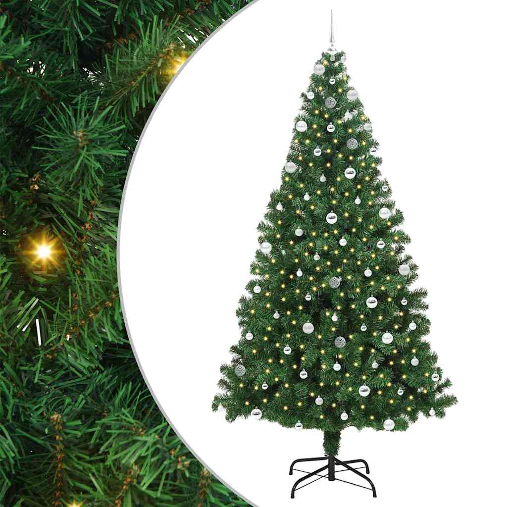 Kunstig juletre med 300 LED grønn 240 cm PVC og Stål og Plast
