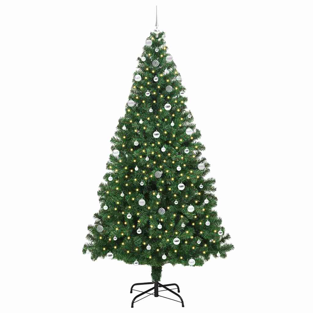 Kunstig juletre med 300 LED grønn 240 cm PVC og Stål og Plast