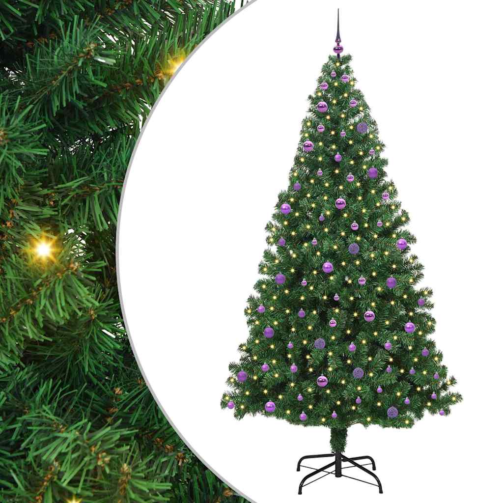 Kunstig juletre med 300 LED grønn 240 cm PVC og Stål og Plast