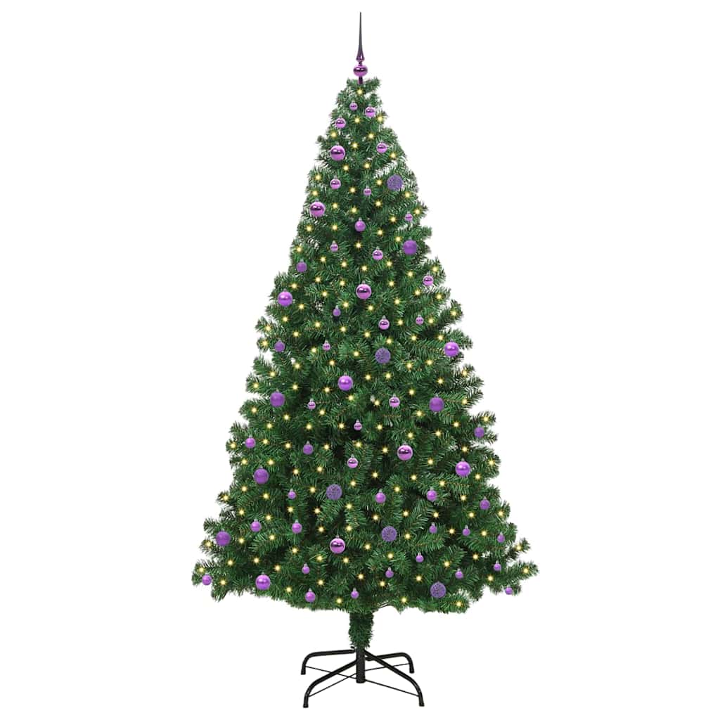 Kunstig juletre med 300 LED grønn 240 cm PVC og Stål og Plast