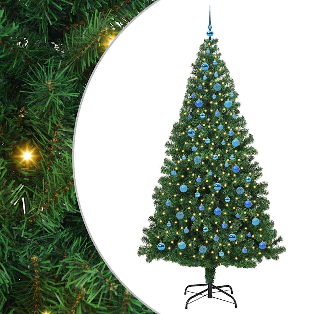 Kunstig juletre med 300 LED grønn 240 cm PVC og Stål og Plast