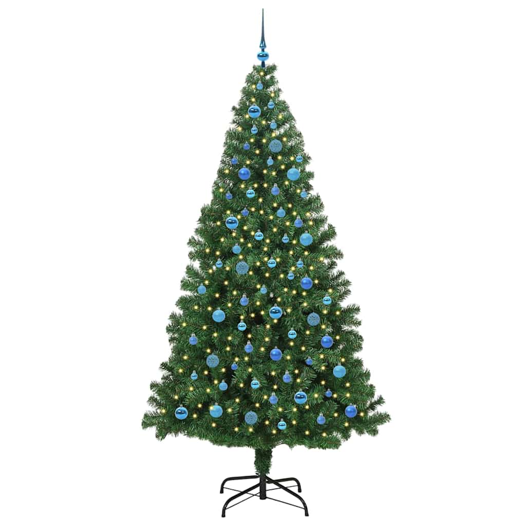 Kunstig juletre med 300 LED grønn 240 cm PVC og Stål og Plast
