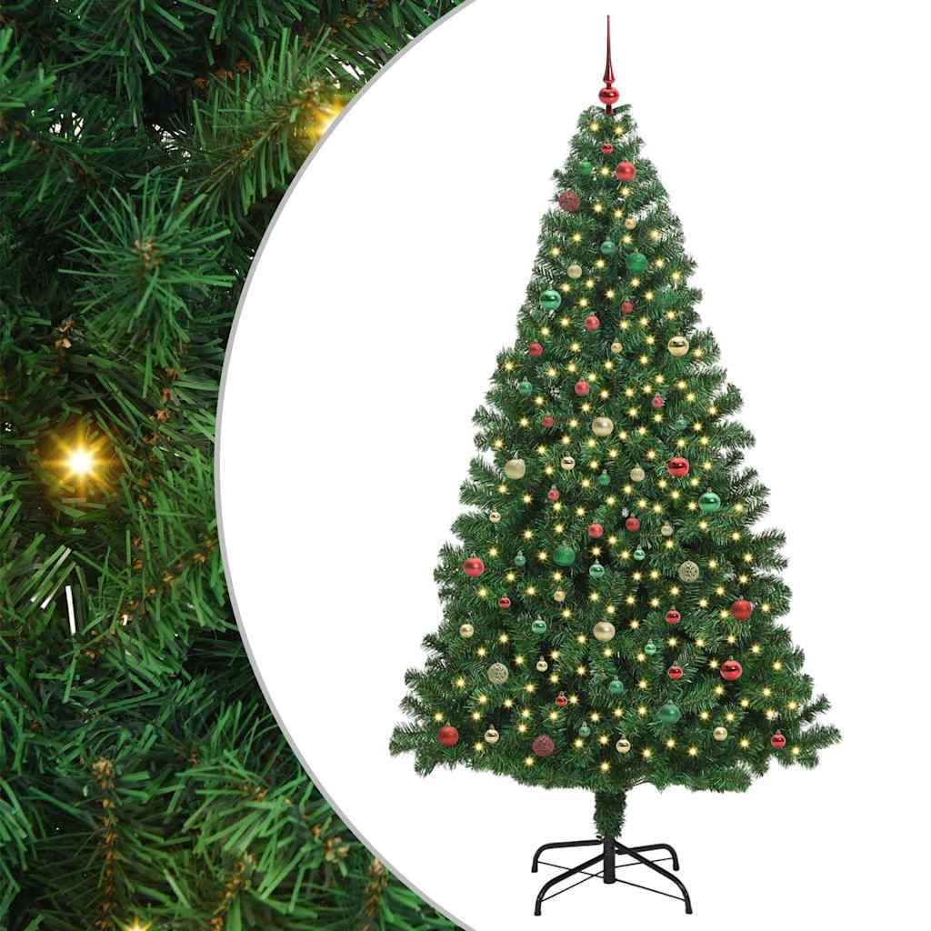 Kunstig juletre med 300 LED grønn 240 cm PVC og Stål og Plast