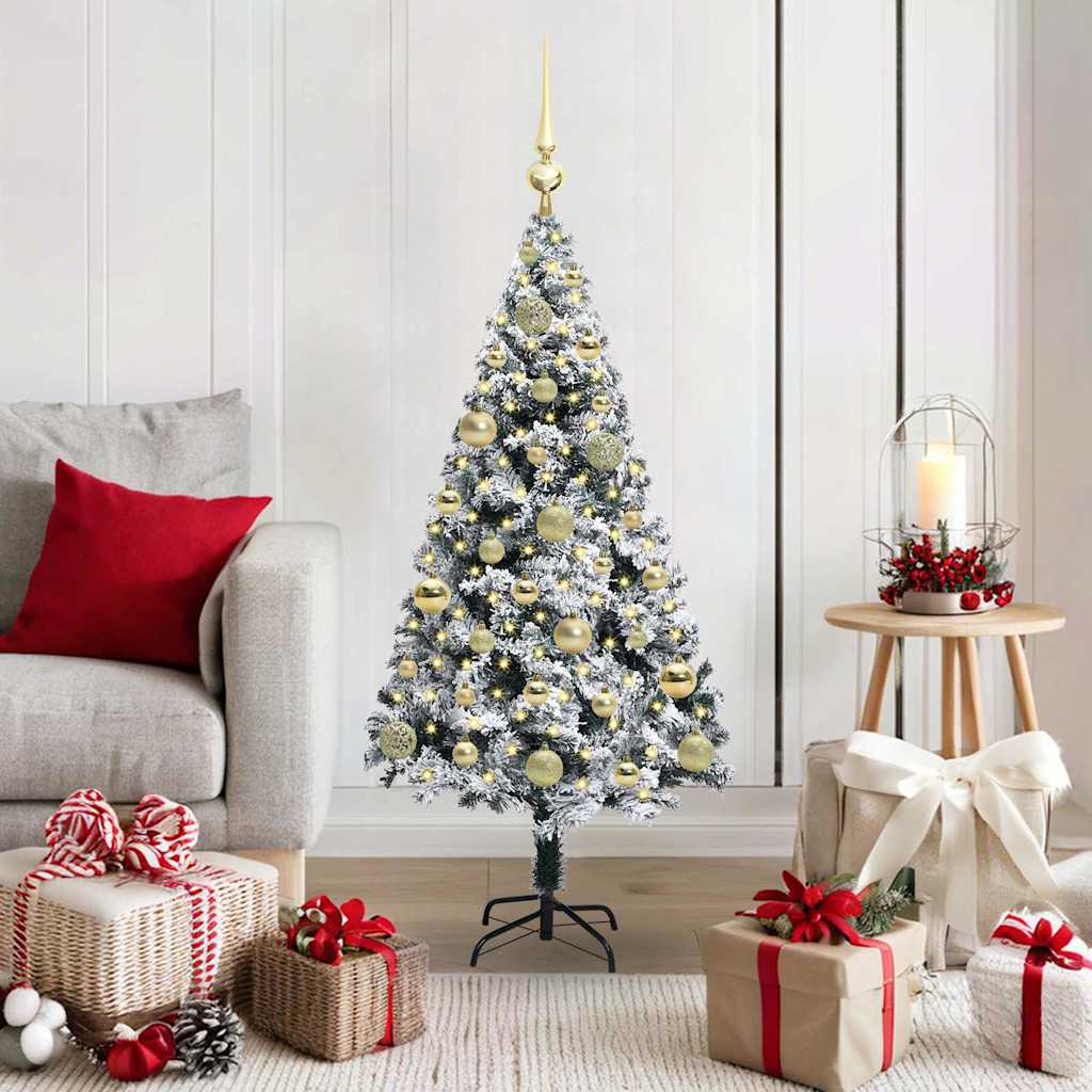Kunstig juletre med 150 LED grønn 120 cm PVC og Stål og Plast