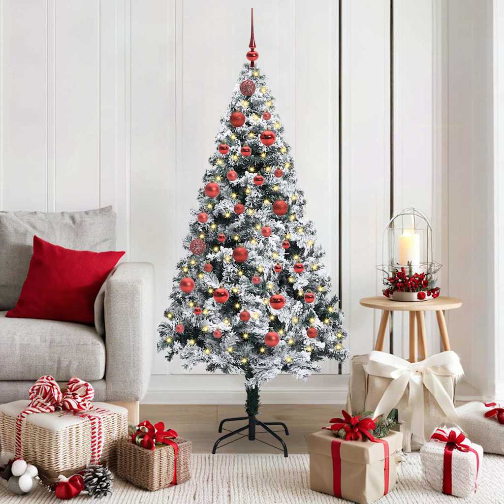 Kunstig juletre med 150 LED Hvit 150 cm PVC og Stål og Plast
