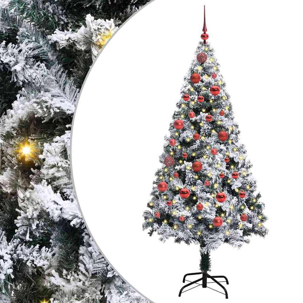 Kunstig juletre med 150 LED grønn 150 cm PVC og Stål og Plast