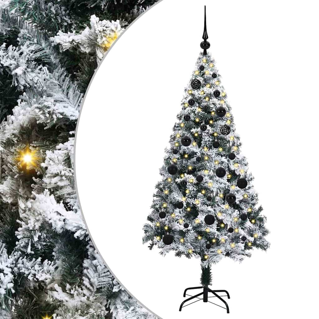 Kunstig juletre med 150 LED Hvit 150 cm PVC og Stål og Plast
