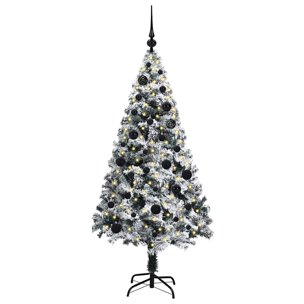 Kunstig juletre med 150 LED Hvit 150 cm PVC og Stål og Plast