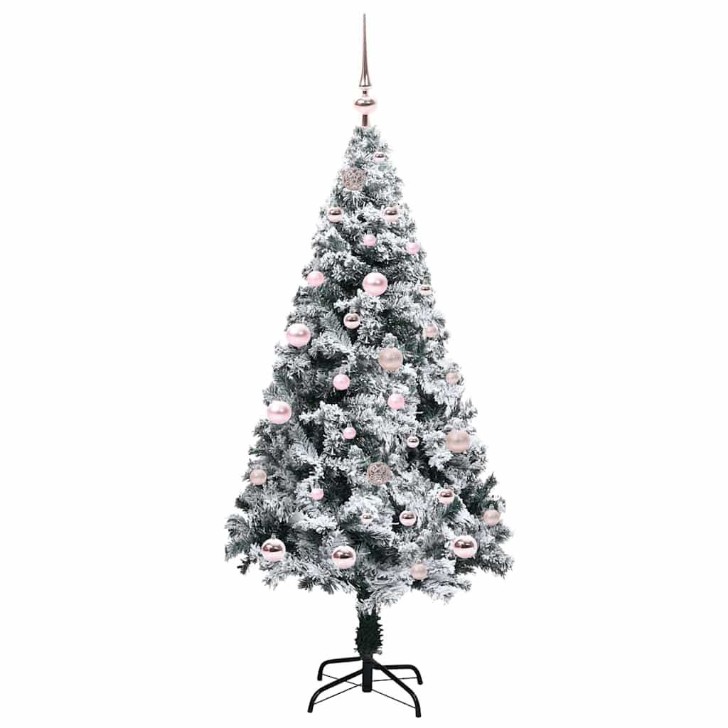 Kunstig juletre med 150 LED Hvit 150 cm PVC og Stål og Plast