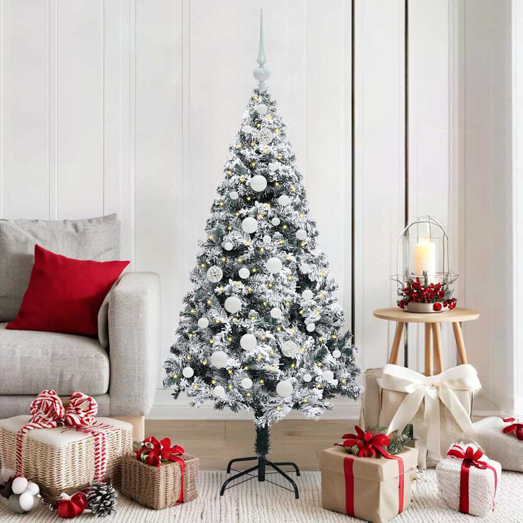 Kunstig juletre med 150 LED Hvit 150 cm PVC og Stål og Plast