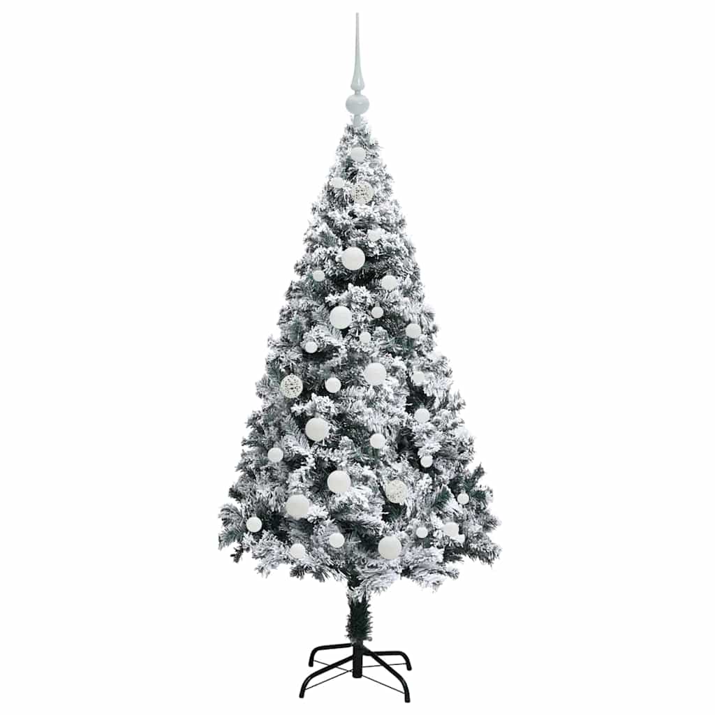 Kunstig juletre med 150 LED Hvit 150 cm PVC og Stål og Plast